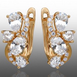 Позолочені сережки  Xuping 24763-білий фіаніт