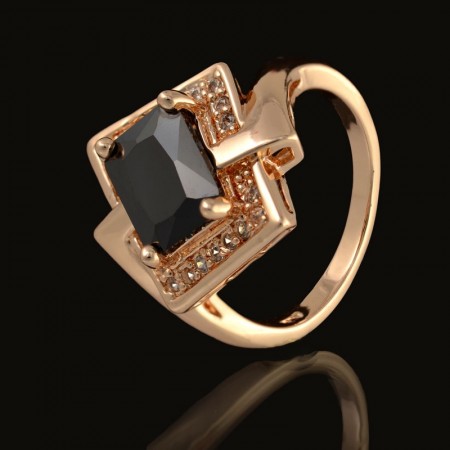 Позолоченное кольцо Fallon 8324524-черный фианит фото | Brulik