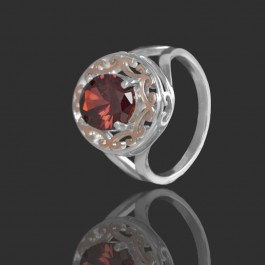 Серебряное кольцо с золотыми вставками 53