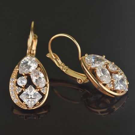 Позолоченные серьги  XP 2366-белый фото | Brulik