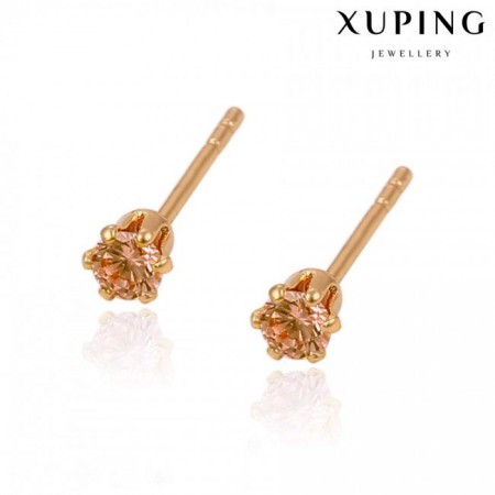 Позолоченные Xuping серьги-гвоздики 29358-шампань фото | Brulik