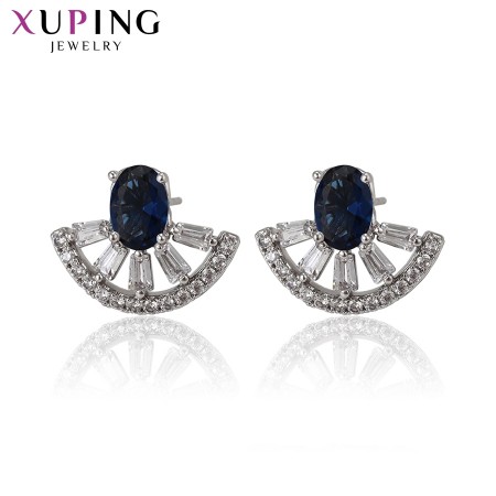 Серьги-гвоздики  Xuping 97804-синие фианиты фото | Brulik