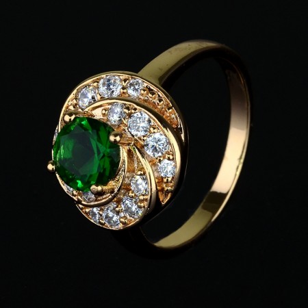 Позолоченное кольцо XP1434-зеленый фото | Brulik