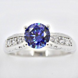 Блестящее элитное  кольцо 13025-синий