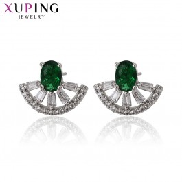 Серьги-гвоздики  Xuping 97804-зеленые фианиты