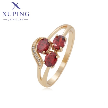 Позолочена каблучка  Xuping  713547-червоні фіаніти фото | Brulik