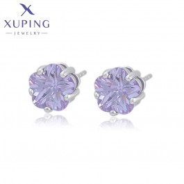 Серьги-гвоздики Xuping A00493439-лиловые фианиты