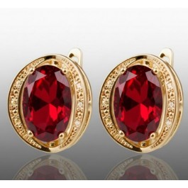 Позолочені сережки  Xuping 23963-червоний фіаніт