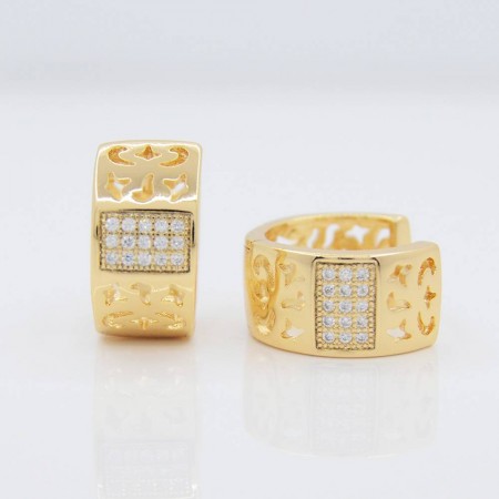 Изящные серьги-колечки с фианитами ХР 10-2215 фото | Brulik