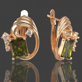 Позолоченные серьги Fallon 8225595-зеленый