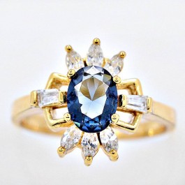 Удивительное ювелирное кольцо с фианитами  12639-синий