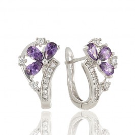 Серьги  Xuping  20709-фиолетовые фианиты