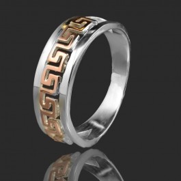 Серебряное кольцо с золотыми вставками 18