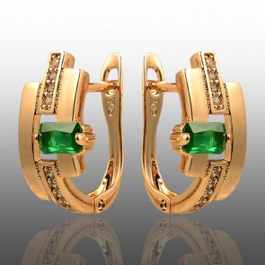 Позолочені сережки  Xuping 23457-зелені фіаніти фото | Brulik