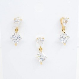 Позолоченный комплект с белыми фианитами оптом  10-6006