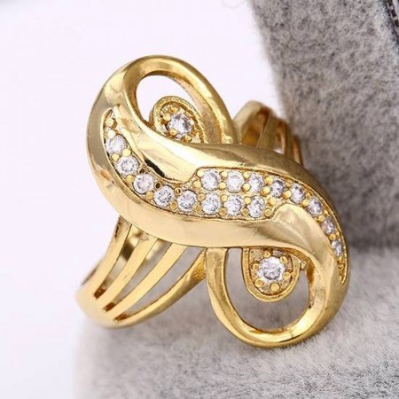 Позолоченное кольцо с фианитами Xuping 12530 фото | Brulik