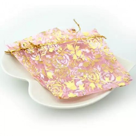 Мешочек 10*12 розовый из органзы для бижутерии  фото | Brulik