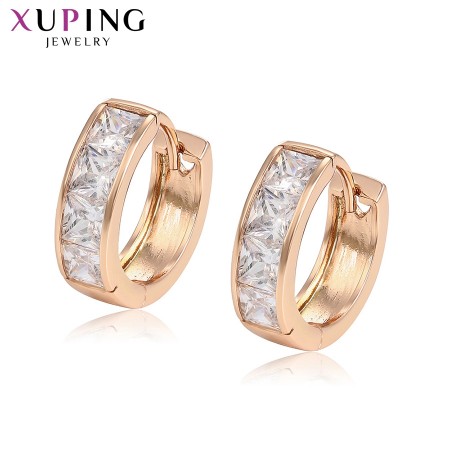 Позолоченные серьги Xuping 94619 -белые фианиты фото | Brulik
