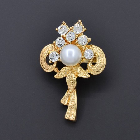 Неотразимая брошь в позолоте с фианитами 111-03 фото | Brulik