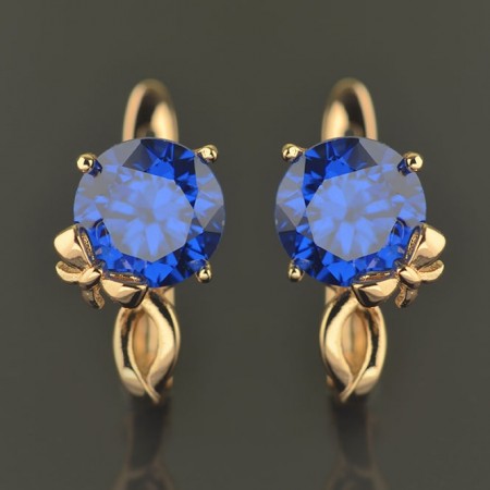 Позолоченые серьги  XP 9058-синий фото | Brulik