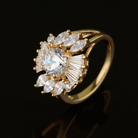 Позолоченное кольцо XP 1230-белый фото | Brulik