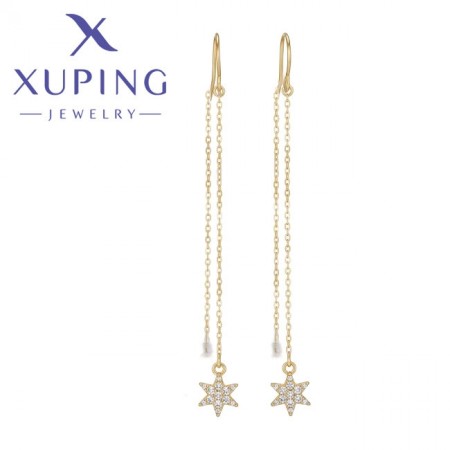 Позолочені сережки  протяжки Xuping 24768 фото | Brulik