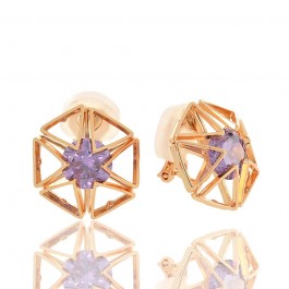 Позолоченные клипсы  XP 21023-фиолетовые фианиты
