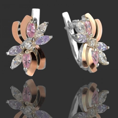 Серебряные серьги с золотыми вставками 32 фото | Brulik