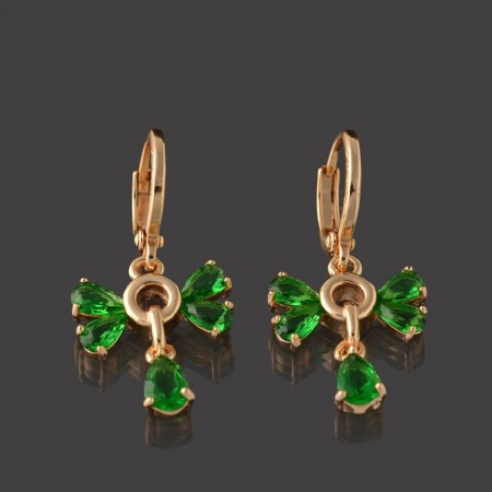 Позолоченные серьги Xuping 2599-зеленые фианиты фото | Brulik