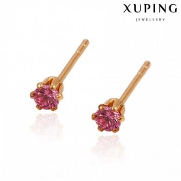 Позолоченные серьги-гвоздики Xuping 29358-тёмно-розовый