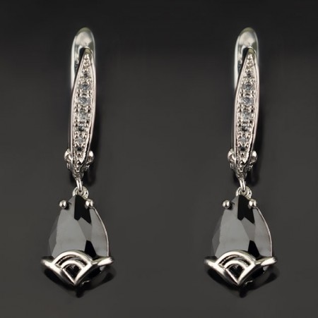 Позолоченные серьги XP 2681-черный фото | Brulik