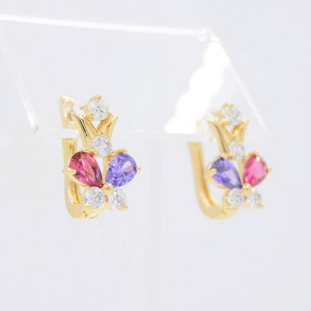 Обворожительные серьги с фианитами оптом 10-2305 фото | Brulik