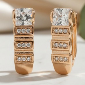 Позолочені сережки  Xuping 24079 фото | Brulik