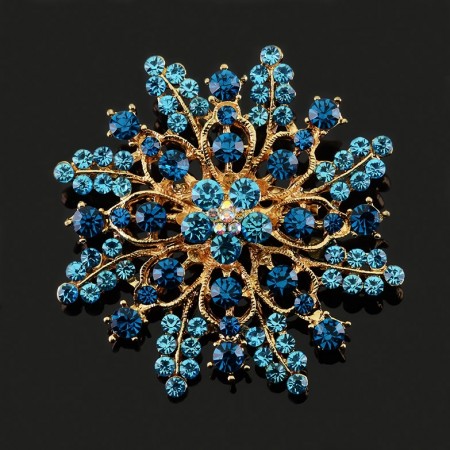 Чарующая брошь с фианитами 3491 - голубой фото | Brulik