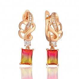 Позолоченные серьги Xuping 21643- красные фианиты
