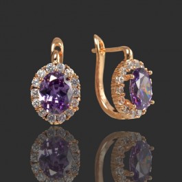 Позолоченные серьги  Xuping  2054-фиолетовый фианит