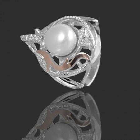 Серебряное кольцо с золотыми вставками 57 фото | Brulik