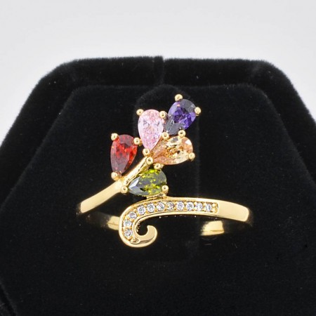 Потрясающее элитное кольцо с фианитами 10-1160-мультиколор фото | Brulik