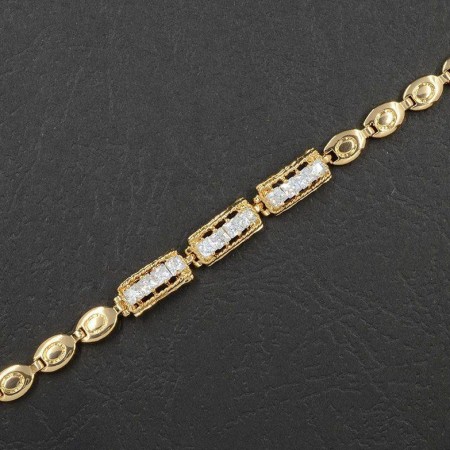 Браслет с фианитами в позолоте 10-7005-белый фото | Brulik