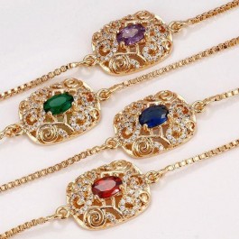 Позолоченный браслет с фианитами 18K 74722-фиолетовый