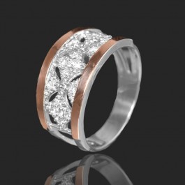 Серебряное кольцо с золотыми вставками 8