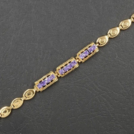 Браслет с фианитами в позолоте 10-7005-фиолетовый фото | Brulik