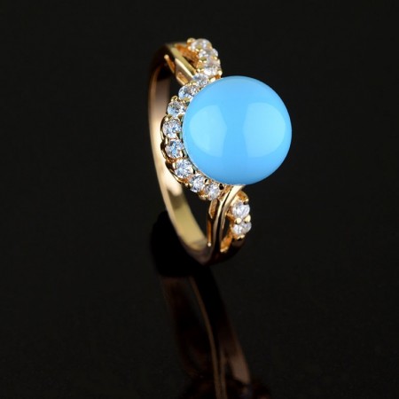 Кольцо с жемчугом 13189 - голубой фото | Brulik