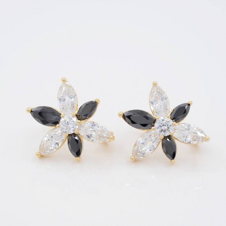 Очаровательные серьги с фианитами оптом 10-2419- черно-белый фото | Brulik