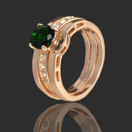 Позолоченное кольцо 2 в 1 Fallon 8320373-зеленый фианит фото | Brulik
