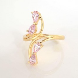Позолоченное кольцо с фианитами 1999-розовый