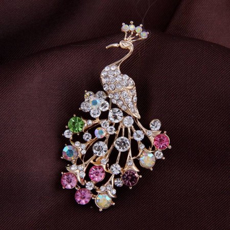 Брошь Жар-Птица с фианитами XF-7391 фото | Brulik