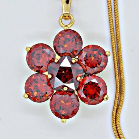 Позолоченный кулон  цветочной формы  30970-красный  фото | Brulik