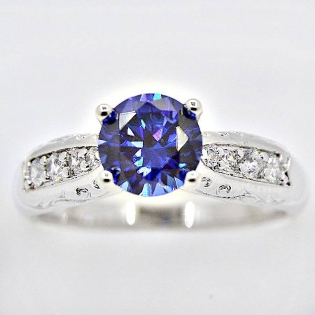 Блестящее элитное  кольцо 13025-синий фото | Brulik