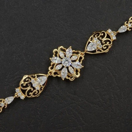 Позолоченый браслет с белыми фианитами 7120  фото | Brulik